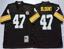 Mitchell And Ness Pittsburgh Steelers #47 Mel Blount Black Throwback Authentic Stitched NFL Jersey