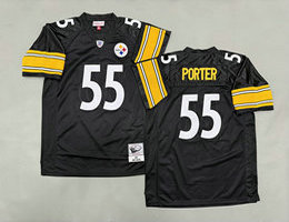 Mitchell And Ness Pittsburgh Steelers #55 Joey Porter Black Throwback NFL Jersey