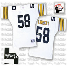 Mitchell And Ness Pittsburgh Steelers #58 Jack Lambert White Autographed Authentic Stitched NFL Jersey