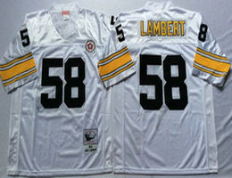 Mitchell And Ness Pittsburgh Steelers #58 Jack Lambert White Throwback Authentic Stitched NFL Jersey