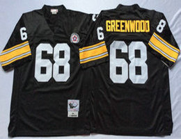 Mitchell And Ness Pittsburgh Steelers #68 L.C. Greenwood Black Throwback Authentic Stitched NFL Jersey