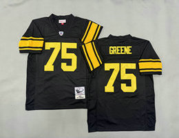Mitchell And Ness Pittsburgh Steelers #75 Joe Greene Black Gold Number Throwback NFL Jersey