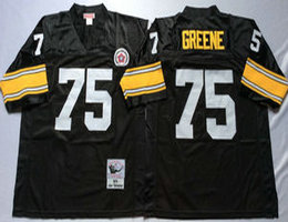 Mitchell And Ness Pittsburgh Steelers #75 Joe Greene Black Throwback Authentic Stitched NFL Jersey