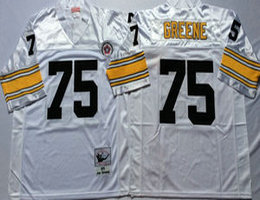 Mitchell And Ness Pittsburgh Steelers #75 Joe Greene White Throwback Authentic Stitched NFL Jersey