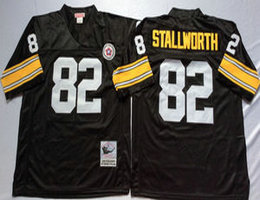 Mitchell And Ness Pittsburgh Steelers #82 John Stallworth Black Throwback Authentic Stitched NFL Jersey