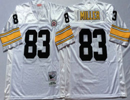 Mitchell And Ness Pittsburgh Steelers #83 Heath Miller White Throwback Authentic Stitched NFL Jersey