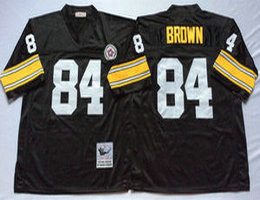 Mitchell And Ness Pittsburgh Steelers #84 Antonio Brown Black Throwback Authentic Stitched NFL Jersey