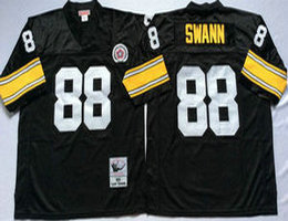 Mitchell And Ness Pittsburgh Steelers #88 Lynn Swann Black Throwback Authentic Stitched NFL Jersey