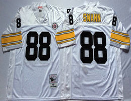 Mitchell And Ness Pittsburgh Steelers #88 Lynn Swann White Throwback Authentic Stitched NFL Jersey