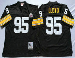 Mitchell And Ness Pittsburgh Steelers #95 Greg Lloyd Black Throwback Authentic Stitched NFL Jersey