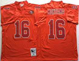 Mitchell And Ness San Francisco 49ers #16 Joe Montana Red (Red No)Throwback Authentic Stitched NFL Jersey