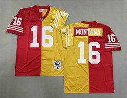 Mitchell And Ness San Francisco 49ers #16 Joe Montana Red Gold Throwback Jersey