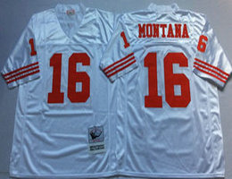 Mitchell And Ness San Francisco 49ers #16 Joe Montana White Throwback Authentic Stitched NFL Jersey