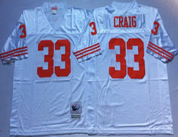 Mitchell And Ness San Francisco 49ers #33 Roger Craig White Throwback Authentic Stitched NFL Jersey