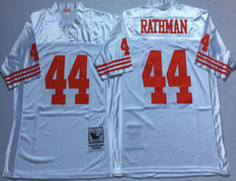 Mitchell And Ness San Francisco 49ers #44 Tom Rathman White Throwback Authentic Stitched NFL Jersey