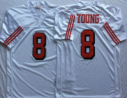 Mitchell And Ness San Francisco 49ers #8 Steve Young White the number have the black outline Throwback Jersey