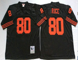 Mitchell And Ness San Francisco 49ers #80 Jerry Rice Black Throwback Authentic Stitched NFL Jersey