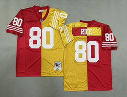 Mitchell And Ness San Francisco 49ers #80 Jerry Rice Red Gold Throwback Jersey
