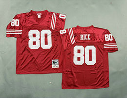 Mitchell And Ness San Francisco 49ers #80 Jerry Rice Red Throwback NFL Jersey