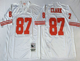 Mitchell And Ness San Francisco 49ers #87 Dwight Clark White Throwback Authentic Stitched NFL Jersey