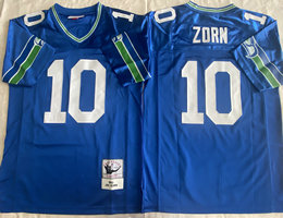 Mitchell And Ness Seattle Seahawks #10 Jim Zorn Blue Throwback Authentic Stitched NFL Jersey