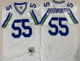 Mitchell And Ness Seattle Seahawks #55 Brian Bosworth White Throwback Stitched NFL Jersey