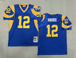 Mitchell And Ness St. Louis Rams #12 James Harris Navy Blue Throwback NFL Jersey