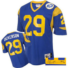 Mitchell And Ness St. Louis Rams #29 Eric Dickerson Blue Autographed Authentic Stitched NFL Jersey