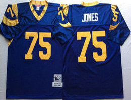 Mitchell And Ness St. Louis Rams #75 Deacon Jones Navy Blue Throwback Authentic Stitched NFL Jersey