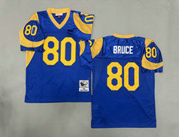 Mitchell And Ness St. Louis Rams #80 Isaac Bruce Blue Throwback NFL Jersey