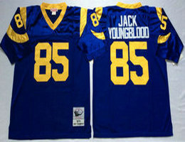 Mitchell And Ness St. Louis Rams #85 Jack Youngblood Navy Blue Throwback Authentic Stitched NFL Jersey