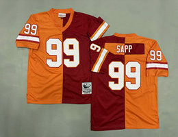 Mitchell And Ness Tampa Bay Buccaneers #99 Warren Sapp Red Yellow Throwback NFL Jersey