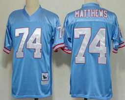 Mitchell And Ness Tennessee Oilers #74 Bruce Matthews Light Blue Authentic Stitched NFL Jersey