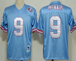 Mitchell And Ness Tennessee Oilers #9 Steve McNair Light Blue Authentic Stitched NFL Jersey
