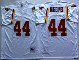 Mitchell And Ness Washington Redskins #44 John Riggins White Throwback Authentic Stitched NFL Jersey