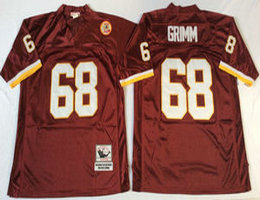 Mitchell And Ness Washington Redskins #68 Russ Grimm Red Throwback Authentic Stitched NFL Jersey