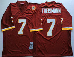 Mitchell And Ness Washington Redskins #7 Joe Theismann Red Throwback Authentic Stitched NFL Jersey