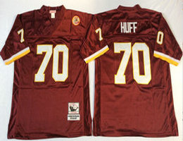 Mitchell And Ness Washington Redskins #70 Sam Huff Red Throwback Authentic Stitched NFL Jersey