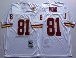 Mitchell And Ness Washington Redskins #81 Art Monk White Throwback Authentic Stitched NFL Jersey