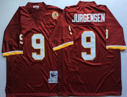 Mitchell And Ness Washington Redskins #9 Sonny Jurgensen Red Throwback Authentic Stitched NFL Jersey