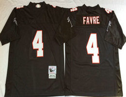 Mitchell and Ness Atlanta Falcons #4 Brett Favre Black Throwback Authentic Stitched NFL Jersey