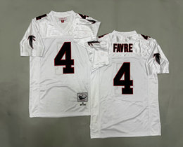 Mitchell and Ness Atlanta Falcons #4 Brett Favre White Throwback Authentic Stitched NFL Jersey