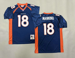 Mitchell and Ness Denver Broncos #18 Peyton Manning Blue Throwback Authentic Stitched NFL Jersey