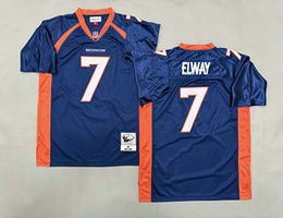 Mitchell and Ness Denver Broncos #7 John Elway Blue Throwback Authentic Stitched NFL Jersey