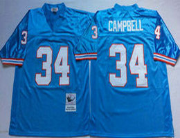 Mitchell and Ness Houston Oilers #34 Earl Campbell Blue Throwback Authentic Stitched NFL Jersey