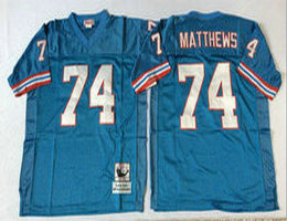 Mitchell and Ness Houston Oilers #74 Bruce Matthews Blue Throwback Authentic Stitched NFL Jersey