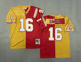 Mitchell and Ness Kansas City Chiefs #16 Len Dawson Red Yellow Throwback NFL Jersey