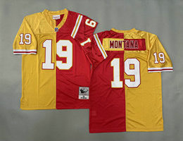 Mitchell and Ness Kansas City Chiefs #19 Joe Montana Red Yellow Throwback NFL Jersey