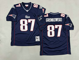 Mitchell and Ness New England Patriots #87 Rob Gronkowski Blue Throwback NFL Jersey