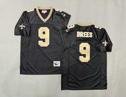 Mitchell and Ness New Orleans Saints #9 Drew Brees Black Throwback NFL Jersey